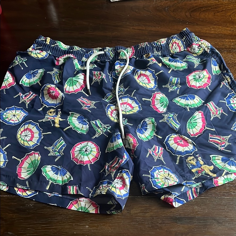 Ralph Lauren Navy Umbrella Print Athletic Shorts